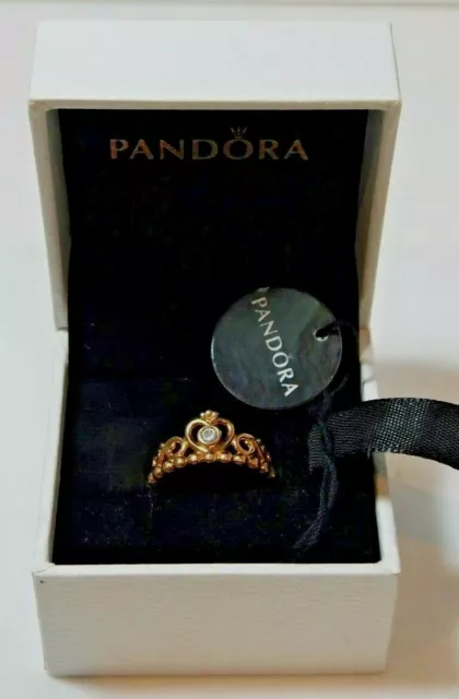 PANDORA ORO ROSA Zircone Cubico Principessa Tiara Anello Sz 4.5 Ale 48 Originale EUR 90 78 PicClick IT