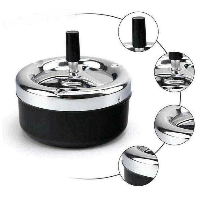 Cubo de basura XXL Ashtra Y negro sobre mesa 14 cm diámetro cromo decoración zuh