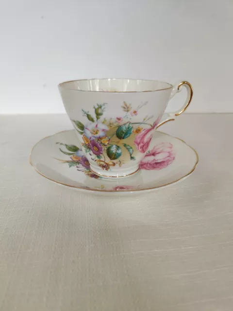 Royal Patrician Bone China Staffordshire England Cabbage Rose Cup And Saucer