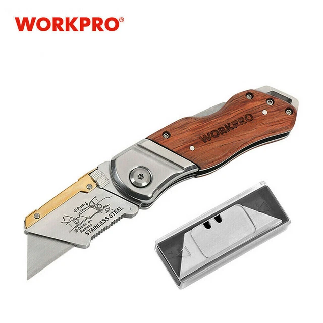WORKPRO FOLDING UTILITY Knife with/10 Blade Heavy Duty Cutter Quick