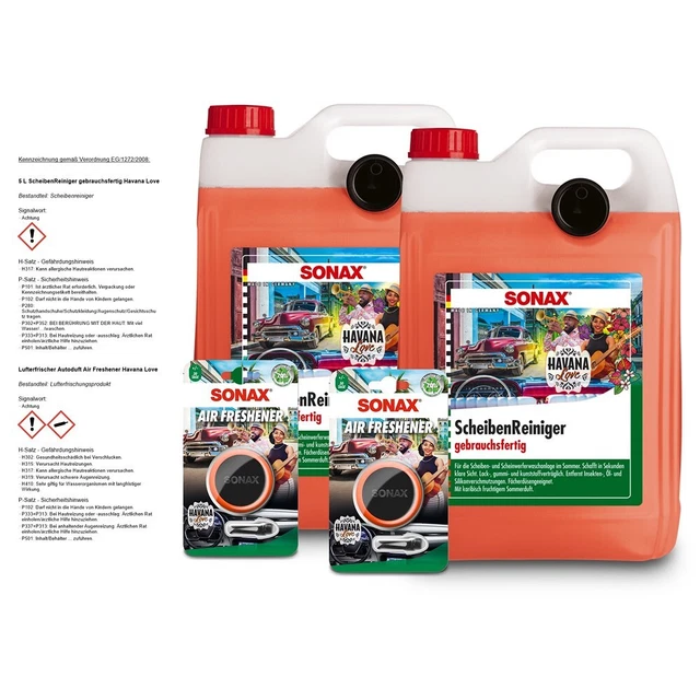 2x5 LITRI SONAX PULITORE DISCHI ACQUA TERGICRISTALLO HAVANA LOVE + 2x DEODORANTE