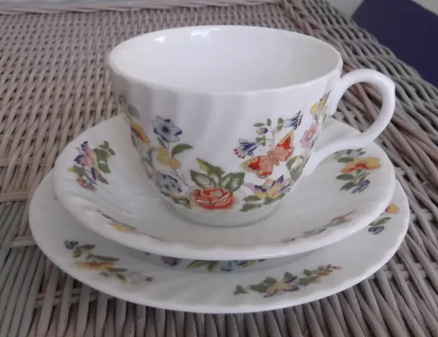 Juego de 3 piezas de taza de té, platillo y plato lateral Aynsley ""Cottage Garden