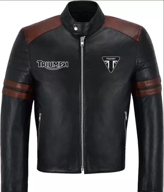 Triumph  Motorcycles Racing Motor Bike Black Faux/PU Leather Jacket