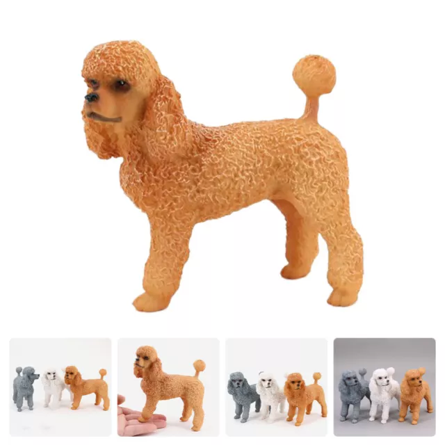 Estatuilla de perro caniche adorno realista estatua de cachorro decoración de jardín para el hogar