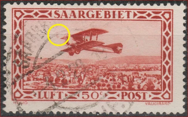 Saar 1928 Flugpost, Mi. 126 I PF I gestempelt, Mi 150, kostenloser Versand