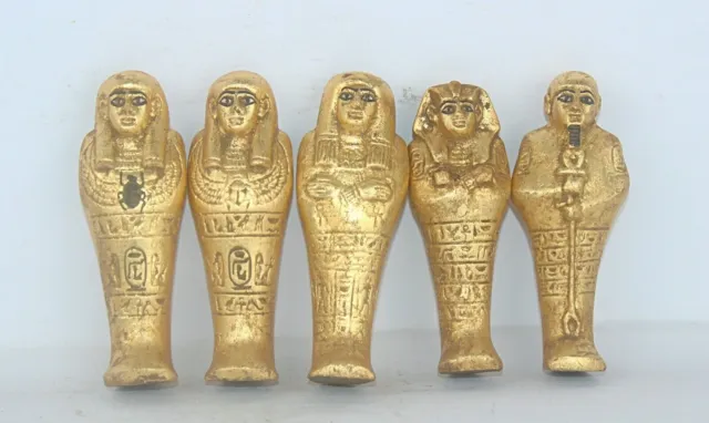 Rara antigüedad egipcia antigua 5 egiptología dorada Ushabti Shabti a.C.