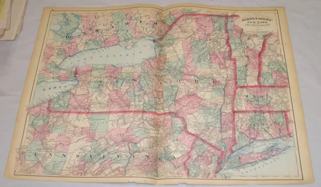 1874 MAP of NEW YORK, by ASHER & ADAMS/17x24"