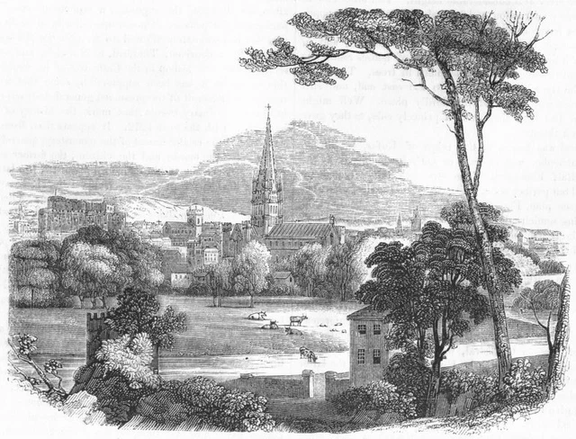 NORFOLK. Norwich 1845 old antique vintage print picture