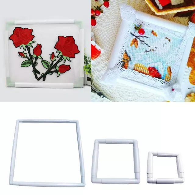 Square Clips Embroidery Snap Frame Sewing Hoop for Cross Stitch DIY Needlepoint