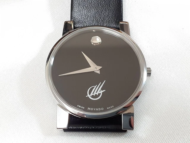 Movado Museum Classic 28mm silver Black Leather Band 84G4875