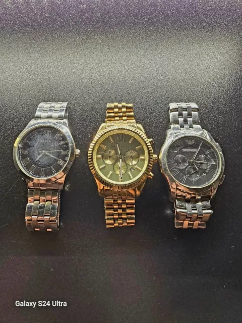 Men's Wristwatch Lot of 3 Guess U0476G1, Michael Kors MK8281, Emporio Armani AR