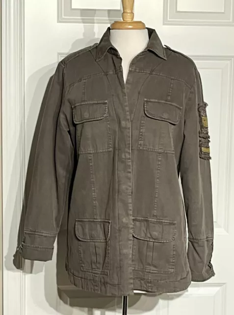 Willow And Clay Green Military Style Utility Jacket Size L Womens