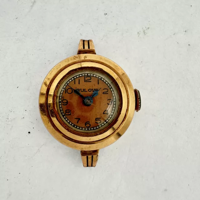 Vintage Bulova 17 Jewel Ladies Mechanical Wristwatch 7AM Swiss 10k Rose RGP