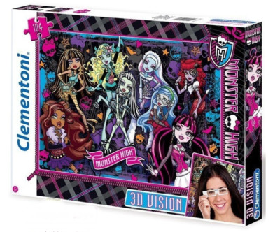 Clementoni CLEMENTONI puzzle MONSTER HIGH 104 pièces 3D vision avec lunettes neuf 