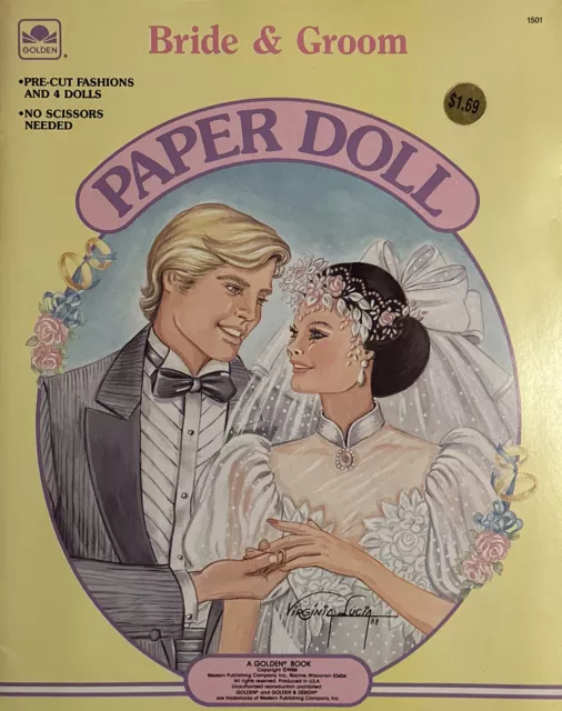 Vintage 1988 Bride & Groom Paper Dolls #1501 Golden Book UNPUNCHED   (#14215)