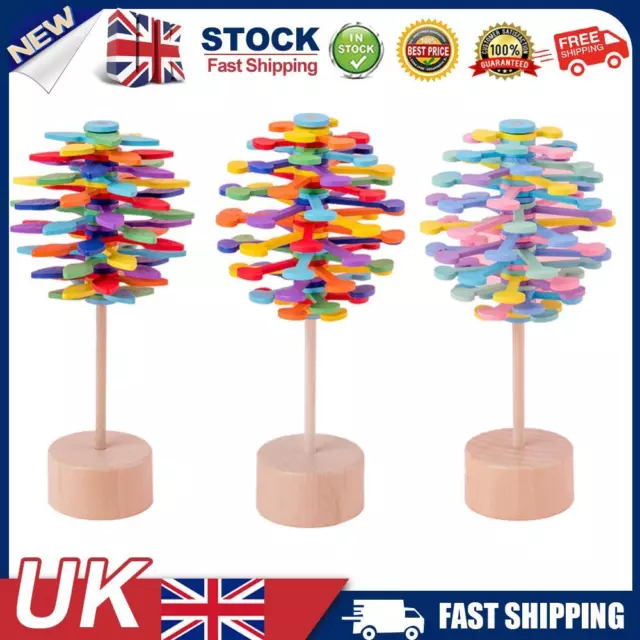 EB# Wooden Helicone Rotating Lolly Toy Kids Stress Relief Inserted Educational T