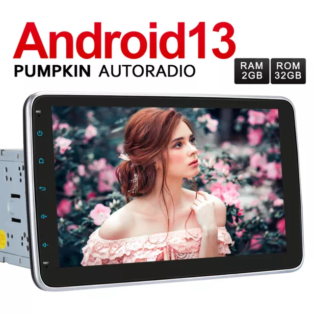 Pumpkin 10.1" IPS Android 13 Autoradio 2 DIN mit GPS Navi DAB Bluetooth WiFi USB