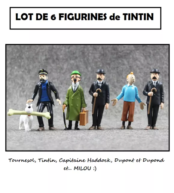 Figurines Tintin Et Milou - Lot De 6 - PVC 4.5 à 8.5 Cm - Aventures De