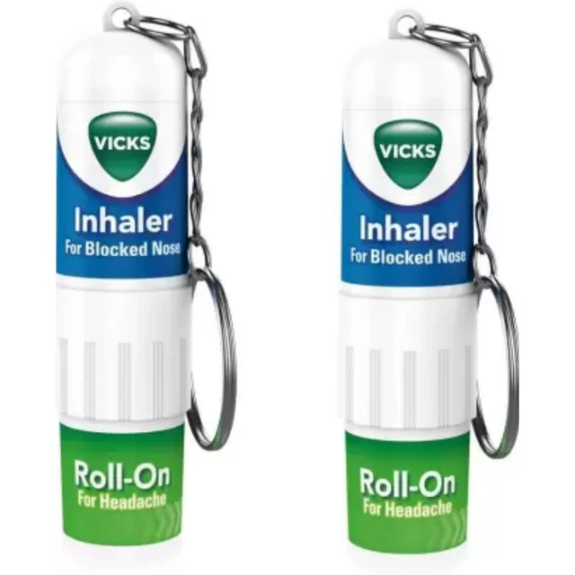 2 Inhalateurs Vicks Pour Congestion Nasale - Menthol Et Camphre - Soulagement Du Rhume - Taille Voyage