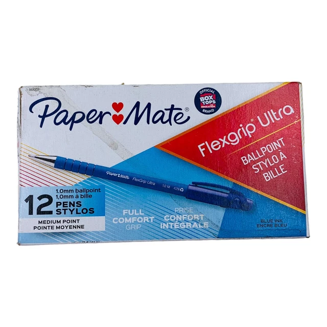 12 PENS PAPERMATE Flexgrip Ultra Blue Ink 1.0mm Ballpoint Pen Blue Pens