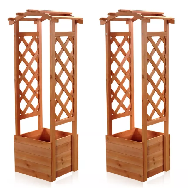 2er Set Rankhilfe Garten Pflanzkasten mit Rosenbogen Spalier Rosensäule Pergola