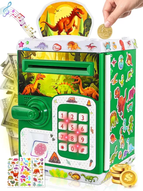 Dinosaur ATM Piggy Bank - Fun & Educational Money Box for Kids