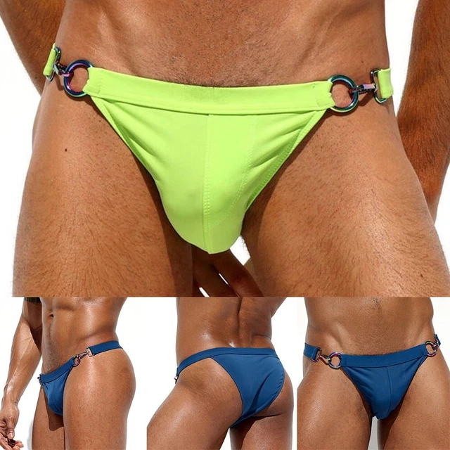 Costumi da bagno uomo slip bikini traspirante elastici tasca pantaloncini swim trunk