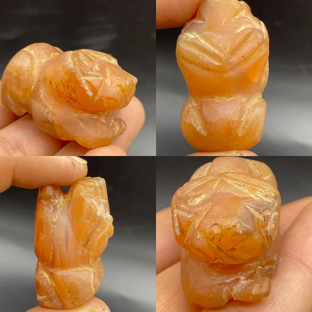 Ancient Carnelian Agate Lion Figure Bead Pendant From Ancient Pyu Culture Burma