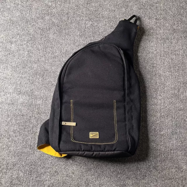 Vtg 90s Nike Sling Bag Backpack Single Strap Rucksack Crossbody Black Y2K