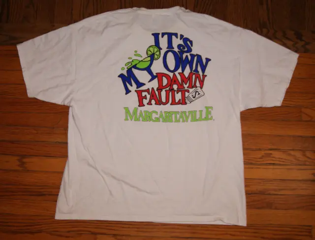 Margaritaville 2XL White T-Shirt "Its My Own D Fault" Salt Shaker 2 Sided Print