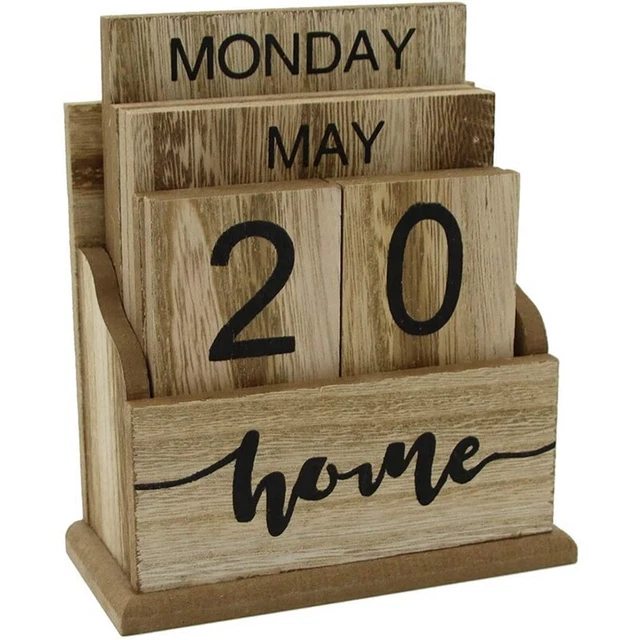 Flip desk in legno blocchi calendario, tavola perpetua/tavolo calendario visualizzazione Z9U6