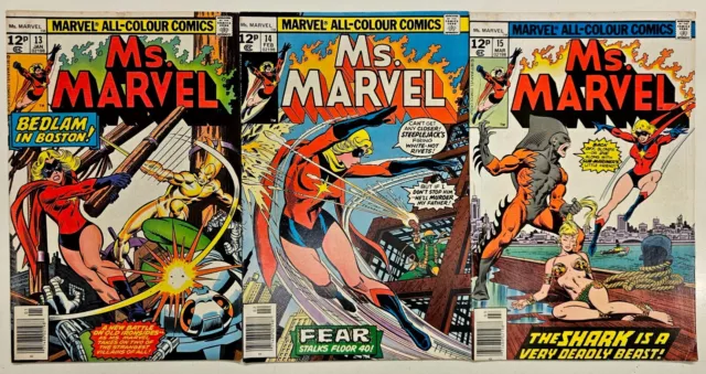 Marvel Comics Bronze Age Ms Marvel Key 3 Issue Lot 13 14 15 Higher Grade VG/FN