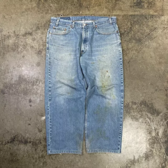 Levis Jeans 550 90s Paper Tag Denim USA Vintage Trousers, Washed Blue, Mens 38 ”