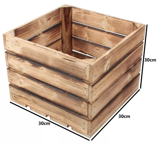 Sets Geflammte Holzkisten 30x30x30cm Apfelkisten Obstkisten Weinkisten Deko 2