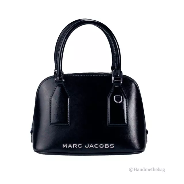 Marc Jacobs Small Black Saffiano Leather Dome Satchel Crossbody Bag