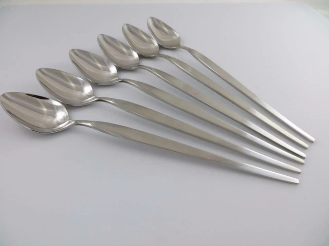 6 Iced Tea Spoons SATINIQUE Oneida Community Stainless