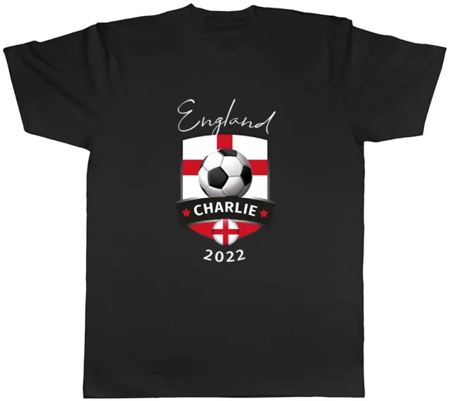 Personalised England Football Any Name Footy Soccer Mens T-Shirt Tee Gift