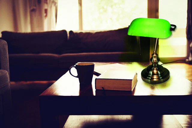 Tischleuchte Bankerslamp mit Zugschalter E27 Schreibtischleuchte (Höhe 37,5cm)
