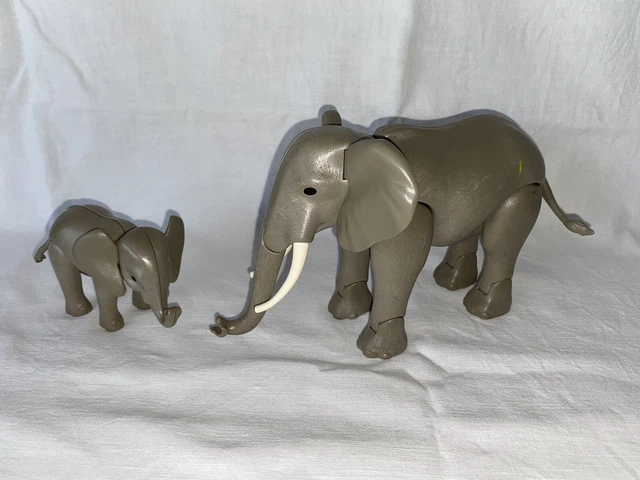 Lot Playmobil Éléphant Et Son Petit – Réf. 3493, Vintage 1982