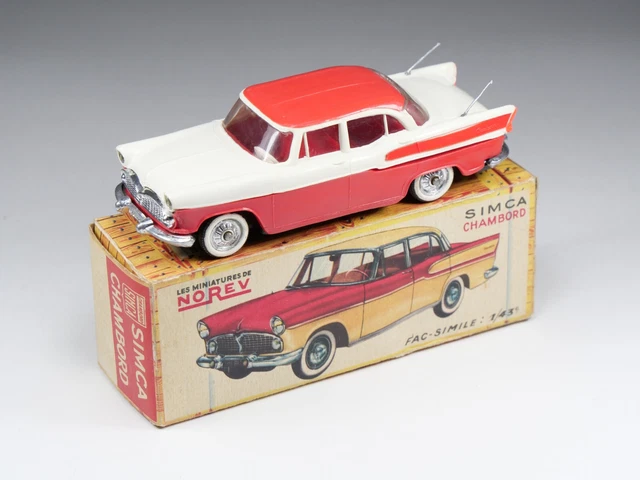 NOREV 91 Simca Chambord Avec Caravane Henon – Vintage Rose Fushia Et Jaune Citron (boîte D'origine)