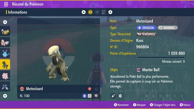 Pokémon Fort-Ivoire Shiny 6IV Dans Master Ball - Pour Pokémon Écarlate/Violet Switch