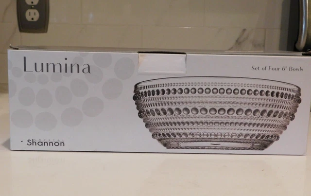 Godinger Lumina Set of Four 6-inch Bowls Beaded - NEW in box Shannon Crystal