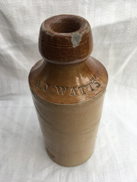 A.J. Watts Southend-on-Sea ginger beer bottle c1890-1920 made by Bourne Eastwood