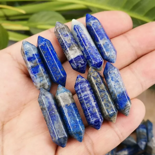 10pc natural Lapis lazuli jasper Obelisk Quartz Crystal Wand Double Point Reiki