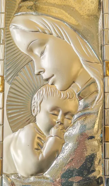 Bild Relief Ikone Maria Madonna Mit Kind Jesus Christus Glaube RELIGION Silber 2