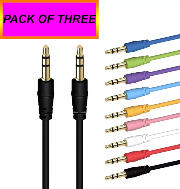 Aux Cable Audio Lead 3.5mm Jack to Jack Stereo Male for Car PC Phone 1m pack 3