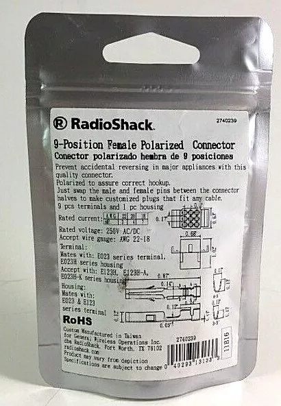 Connecteur d'alimentation femelle RadioShack 9 positions 2740239 2