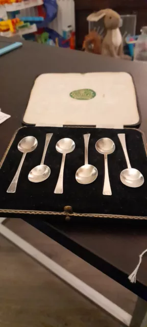 Vintage  Sterling Silver Set 6 Coffee Spoons Sheffield 1909 **reduced to clear *