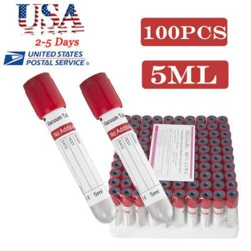 100pcs 5mL CE Certified Vacuum Blood Collection Tubes Medical Grade