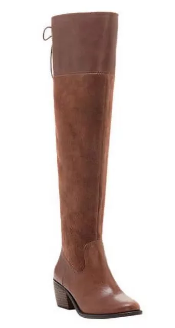 LUCKY BRAND Women's Komah Knee High Boot Leather suede Lace Detail sz 7